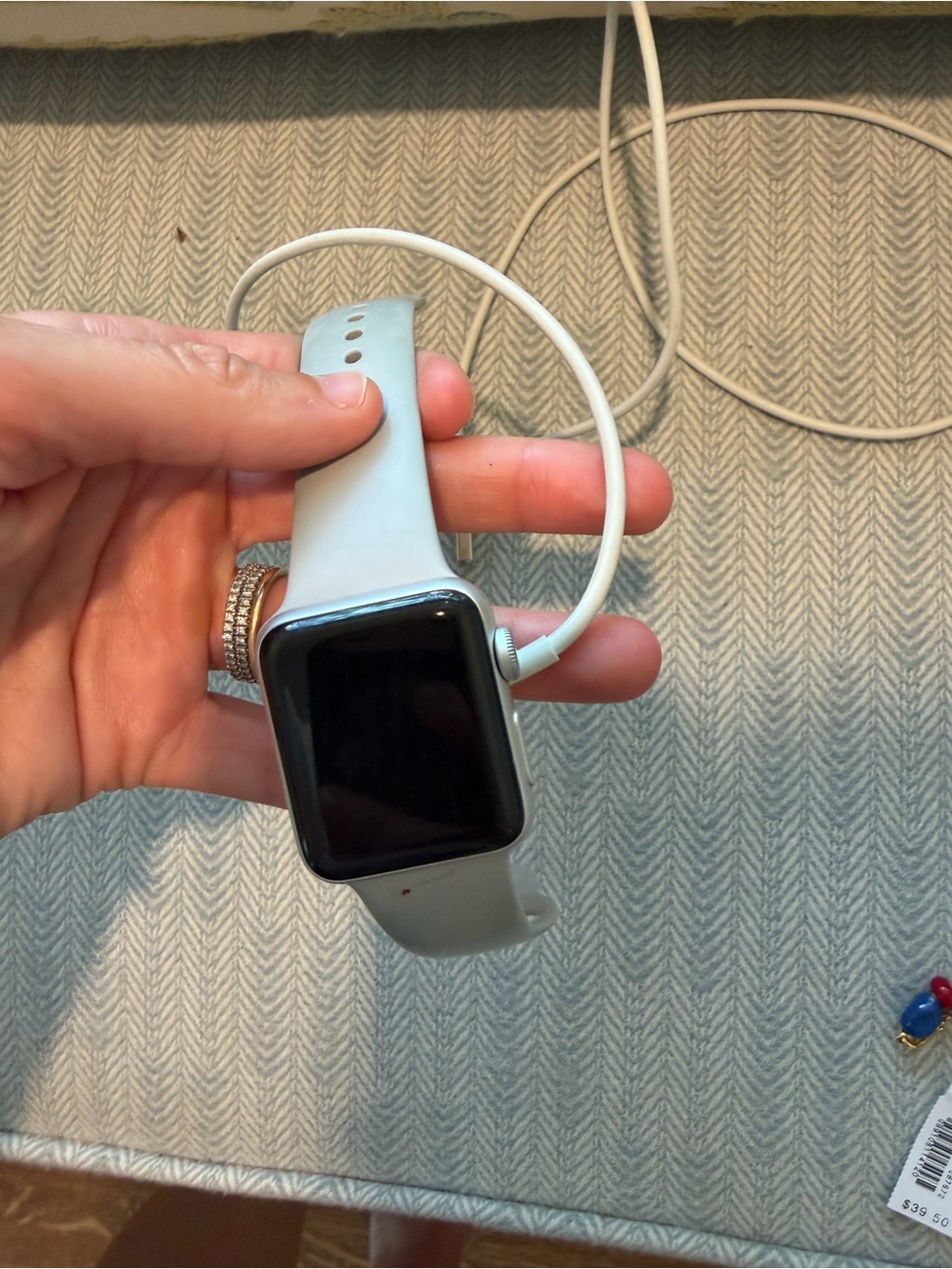 Apple Watch Series 3 with Light Gray Silicone Band